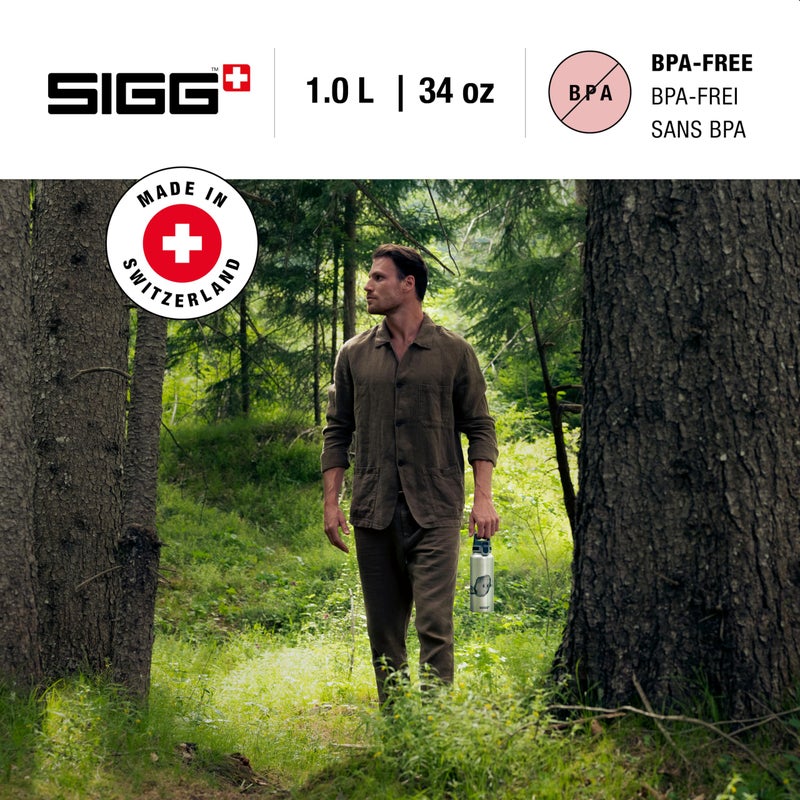 Sigg سيغ - زجاجة ماء ألمنيوم - WMB بايثفايندر ألمنيوم - معتمد محايد مناخياً - مضادة للتسرب - خفيفة الوزن - خالية من BPA - سوداء - 34 أونصة - Image 2